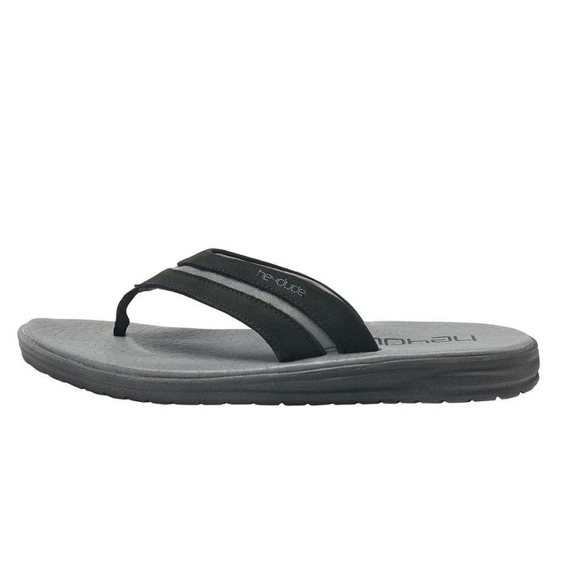 Hey Dude Flinn Läder Flip Flop Herr Svarta | M6F6T7I1