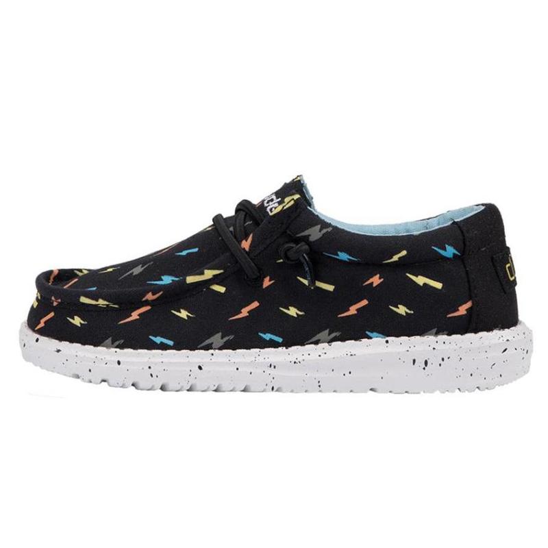 Hey Dude Wally Youth Print Boys Skor Barn Svarta | 2O7MU1IX